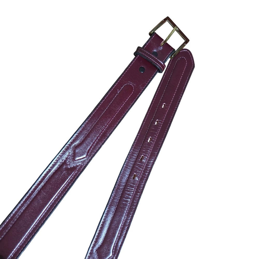 Justin Mens Top Grain Cowhide Leather Western Belt 38 Burgundy Made in USA 80N7